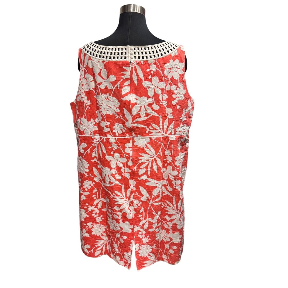 Tahari Arthur S Levine Coral Floral Jacquard Sheath Dress Lattice Neck 20W $178 - Picture 4 of 8